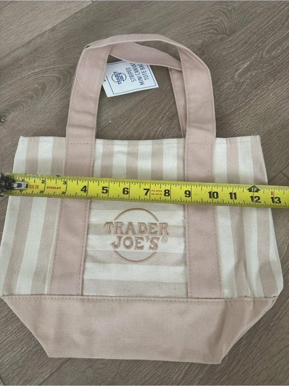 Trader Joe's Pastel Striped Mini Canvas Tote Set of 4: Pink, Blue, Green, Beige